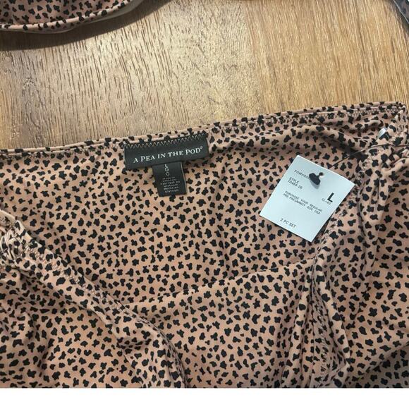 NWT A Pea In The Pod Maternity Cheetah Convertible Two Piece Swimsuit Size L - Picture 3 of 7